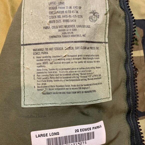 US Military Camouflage Full Zip Hooded Parka Jacket Long Large L Camo Goretex - Picture 3 of 5